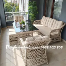 Bộ bàn ghế nhựa giả mây 758733