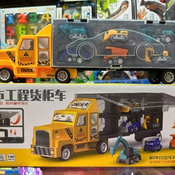 Đồ chơi xe ô tô công trình 904 gồm 1 xe tải to chở 6 xe nhỏ Truck Transport 1:50