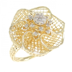 Nhẫn kim cương K18YG hoa