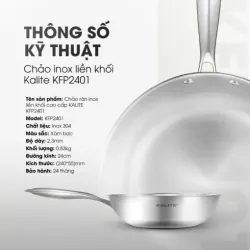 Chảo Rán Inox Liền Khối KALITE KFP2401 – Cao Cấp, Bền Bỉ Cho Mọi Gia Đình! 718542