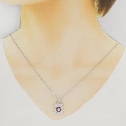 Dây chuyền ruby hoa K18WG 0.65CT - Hàng hiệu Authentic 858079