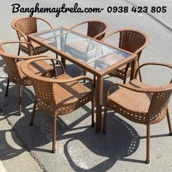 Bộ bàn ghế cafe mây nhựa giá rẻ 530930
