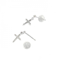 K18WG Bông tai kim cương chéo 0.08CT - Hàng hiệu Authentic 871209