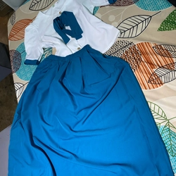 Áo váy màu trắng xanh vải size s  509287
