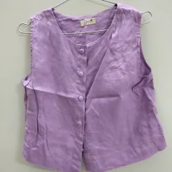 Set bộ áo và chân váy màu tímLINEN, size SM, độ mới cao 1021157