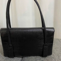 Túi xách đeo vai da kỳ nhông thật 13*23 màu đen 99% real iguana skin handbag 464046