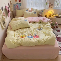 Chăn ga cotton đũi mềm hoạ tiết thêu 469579