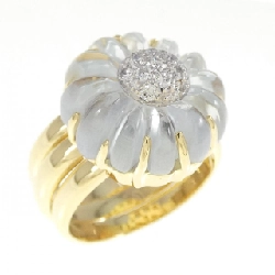 Nhẫn hoa đá topaz xanh 750YG/750WG