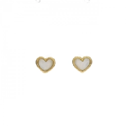 K18YG Heart Mother of Pearl Earrings - Hàng hiệu Authentic