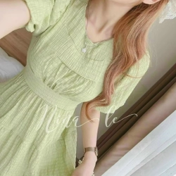 Đầm váy nữ maxi biển họa tiết cổ tròn dáng thân dài xòe cực kì xinh trẻ trung 462310