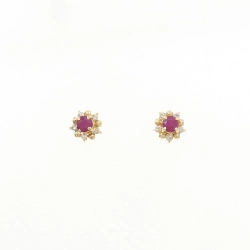 K18YG Bông tai Ruby - Hàng hiệu Chính hãng