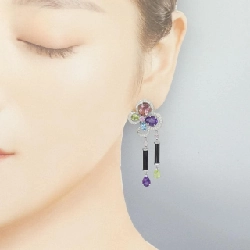 K18WG Đá màu Bông tai/Khuyên tai - Hàng hiệu Chính hãng 866444