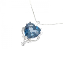 K18WG Dây chuyền hình trái tim đá Blue Topaz 2.50CT - Hàng hiệu Chính hãng 858923
