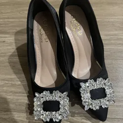 Giày cao gót mũi nhọn đính đá 740202