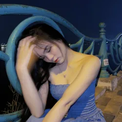 Váy/Đầm cúp ngực màu xanh biển, xoè rộng 789710