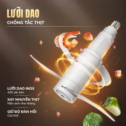 Máy xay thịt UNIE UM366 dung tích 2,5L, 2 cối xay thủy tinh, đánh ruốc, bóc tỏi tiện lợi 679160