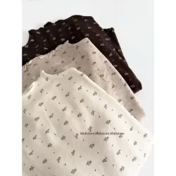 Áo thun dài tay hoa nhí màu nâm đậm freesize dưới 55kg