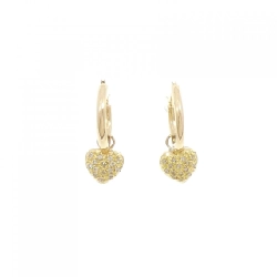 K18YG 2WAY Bông tai hình trái tim kim cương 0.20CT - Hàng hiệu Chính hãng