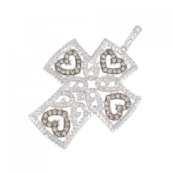 K18WG/K18BG Đính hạt chéo × trái tim Kim cương Mặt dây chuyền 1.25CT - Hàng hiệu Chính hãng