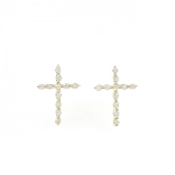 K18YG Bông tai kim cương chéo 0.20CT - Hàng hiệu Chính hãng