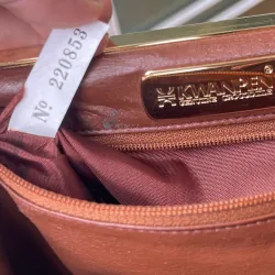 Kwanpen Túi xách nữ da cá sấu cao cấp màu nâu đỏ hàng hiệu 974438