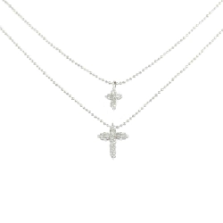 K18WG Dây chuyền kim cương chéo 0.31CT - Hàng hiệu Authentic