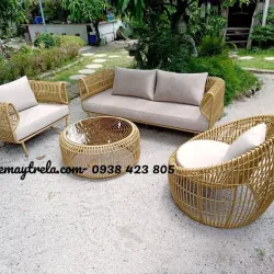 Bàn ghế sofa tổ yến đan mây nhựa 611565