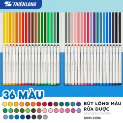 Bút lông màu Fiber Pen Washable Thiên Long 36 màu - Nét mảnh nét to - Colokit SWM-C006 178101