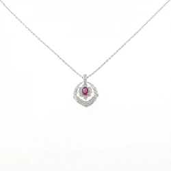 K18WG/PT900/PT850 Dây chuyền Ruby 0.40CT - Hàng hiệu Chính hãng