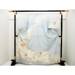 Áo kimono đơn lớp Komaro, trang trí vàng Yuzen, thêu màu ombre - Hàng hiệu Authentic