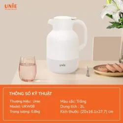 Phích giữ nhiệt UNIE UKW08 2L, ruột thủy tinh cao cấp, giữ nhiệt 48h 654202