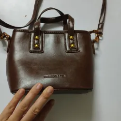 Túi xách nữ da PU size trung màu nâu phong cách cổ điển 722457