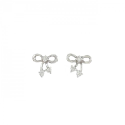 K18WG Bông tai kim cương hình ruy băng 0.10CT - Hàng hiệu Chính hãng