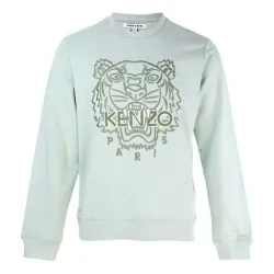 Áo sweater Kenzo màu xanh lá nhạt thêu đầu hổ size XL 729289