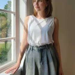 Chân váy jean ngắn, chưa sử dụng, free size từ 45-55kg, màu xanh biển, đen 753157