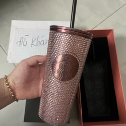 LY STARBUCKS BLACKPINK ĐÍNH ĐÁ MÀU HỒNG CHÍNH HÃNG 337696