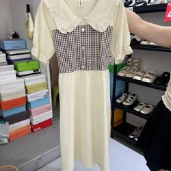 [New] Váy be phối ngực caro dây eo thắt tùy chỉnh 367111