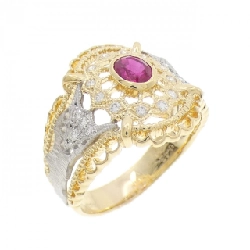 Nhẫn Ruby K18YG/PT900 0.43CT - Hàng hiệu Chính hãng