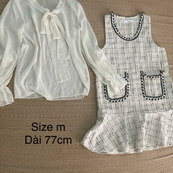 Set áo kiểu và đầm sát nách chất dạ tweed 322953