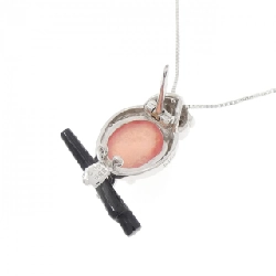 K18WG Cú Mèo Đá Rhodochrosite Dây Chuyền - Hàng hiệu Chính hãng 860051