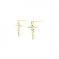 K18YG Bông tai kim cương chéo 0.20CT - Hàng hiệu Chính hãng 869718