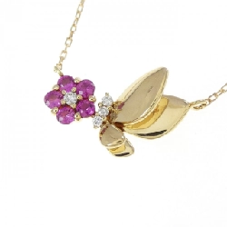 K18YG Hoa × Bướm Ruby Dây Chuyền 0.21CT - Hàng hiệu Chính hãng 857742