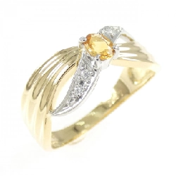 Nhẫn Citrine K18YG/PT900 - Hàng hiệu Authentic