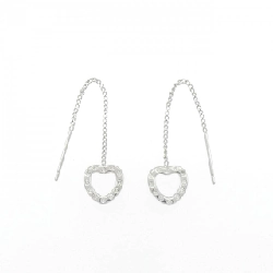 K14WG Bông tai kim cương hình trái tim - Hàng hiệu Authentic