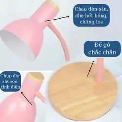 Đèn bàn học đế gỗ, đèn led để bàn làm việc đọc sách phù hợp bảo vệ mắt chống cận, decor 604299