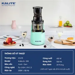 Máy ép chậm KALITE KL-598 MÀU XANH NHẠT CHĨNH HÃNG MỚI 100% 574496