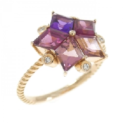 K18PG Nhẫn hoa đá màu - Hàng hiệu Authentic