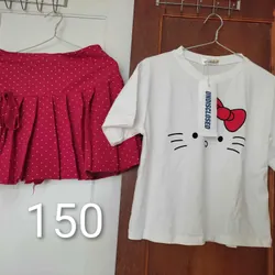 Set váy áo thun bé gái <47 ký mặc Tết cực xinh