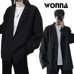 Áo khoác Unisex phong cách Hàn Quốc  màu đen đơn giản 990466