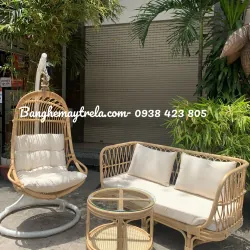 Combo bàn ghế kèm xích đu mây 674211